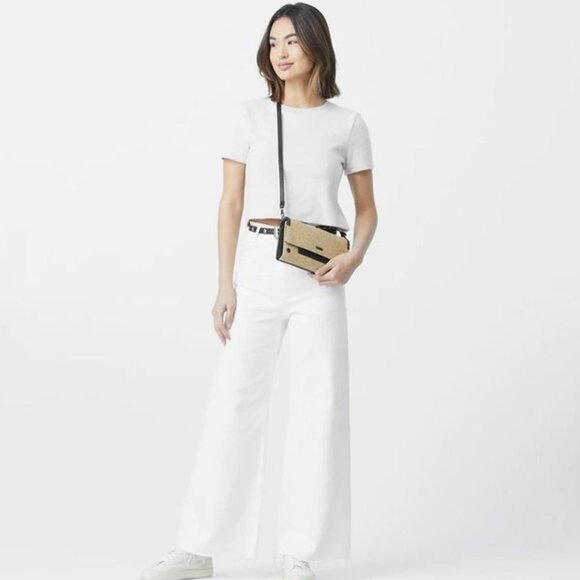 EUC Hammitt AJ Crossbody Clutch Chaparral Raffia/Gunmetal - Picture 7 of 12